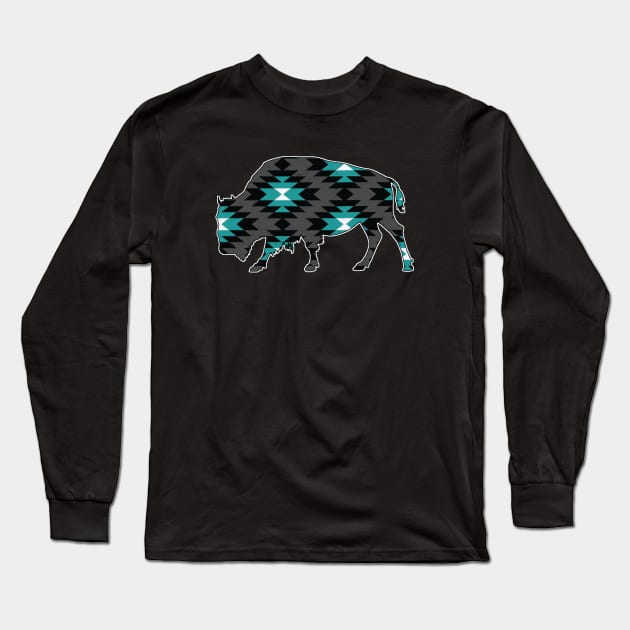 Bison Pattern - 3 Long Sleeve T-Shirt by Brightfeather